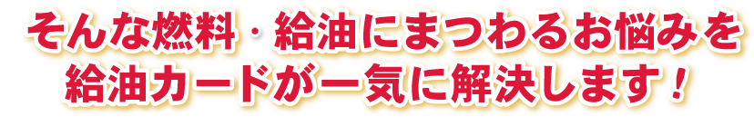 そんな燃料・給油にまつわるお悩みを給油カードが一気に解決します！